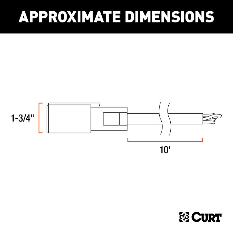 CURT 56613 Extreme Temperature, Cold Weather 7-Pin RV Blade Trailer Wiring Harness Plug, 10-Foot Blunt-Cut Wires, -40F to 221F Degree Rating - Image 2